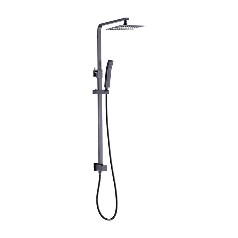 WELS 8" Rain Shower Head Set Square Dual Heads Faucet High Pressure Hand Held