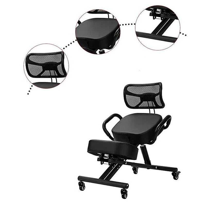 Ergonomic Kneeling Posture Chair with Backrest Adjustable Height and Casters