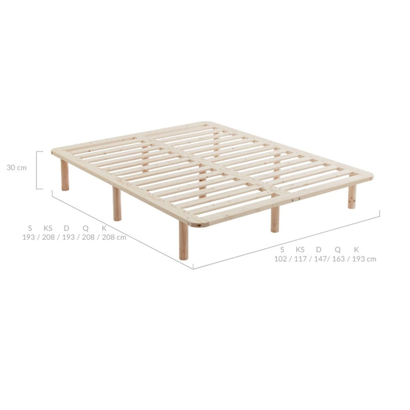 Platform Bed Base Frame Wooden Natural King Single Pinewood