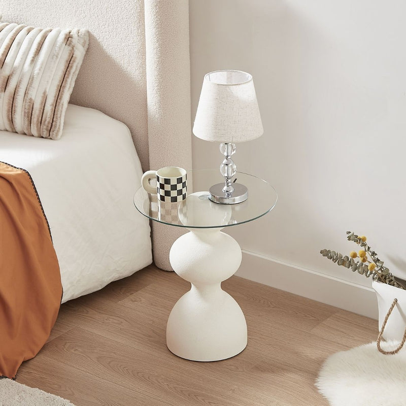 Kingston White Glass Side Table