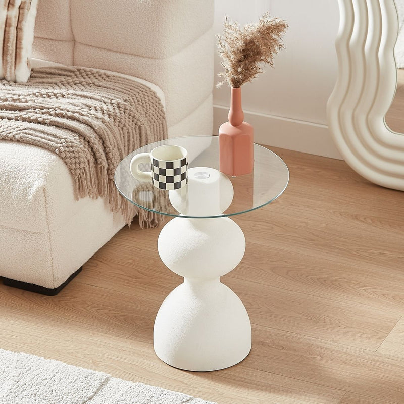 Kingston White Glass Side Table