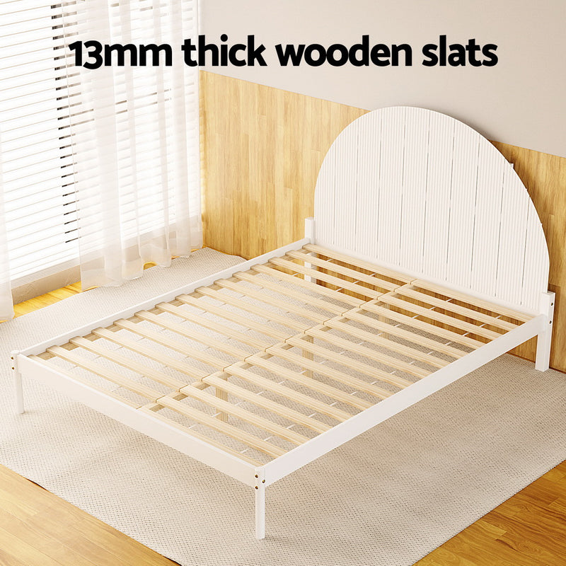 Artiss Bed Frame Queen Size Wooden White DALY