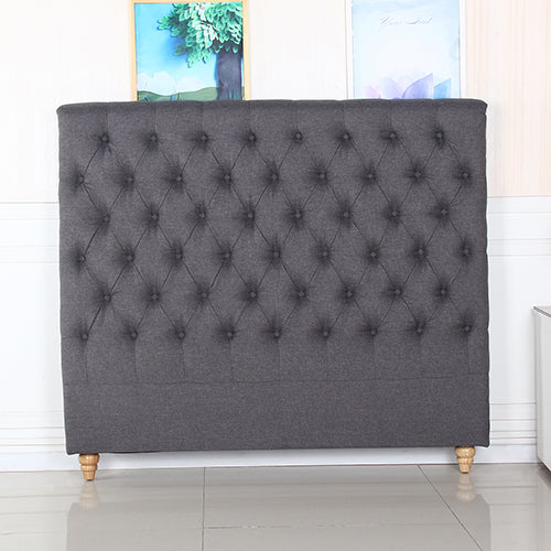 Bed Head King Size French Provincial Headboard Upholsterd Fabric Charcoal