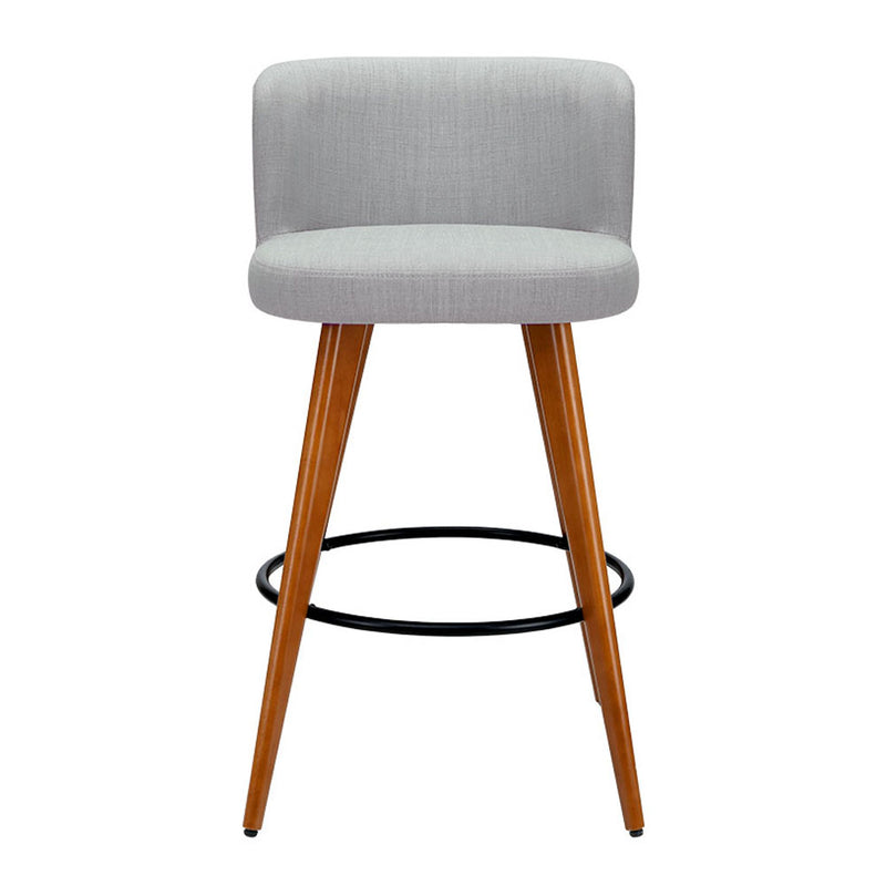 Artiss 2x Bar Stools Linen Padded Wooden Grey