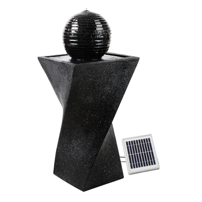 Gardeon Solar Water Feature with LED Lights Black 85cm