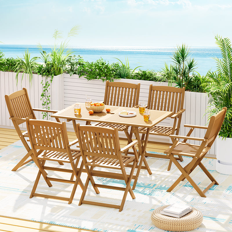 Gardeon Outdoor Dining Set 7 Piece Wooden Table Chairs Setting Foldable