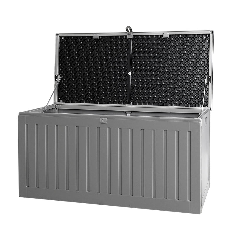 Gardeon Outdoor Storage Box 270L Container Lockable Garden Bench Tool Shed Grey