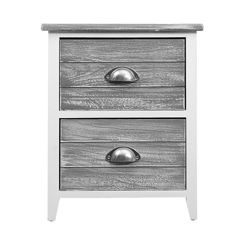 Artiss Bedside Table 2 Drawers Vintage X2 - THYME Grey