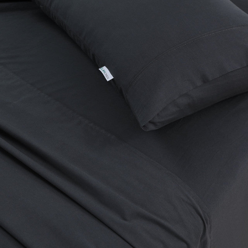 Elan Linen 100% Egyptian Cotton Vintage Washed 500TC Charcoal King Single Bed Sheets Set