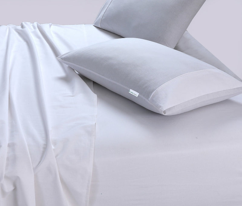 Elan Linen 100% Egyptian Cotton Vintage Washed 500TC White 50cm Deep Mega Queen Bed Sheets Set