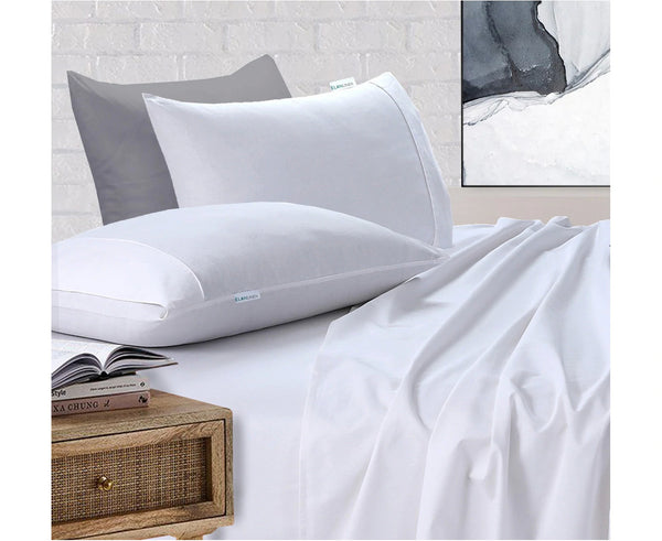 Elan Linen 100% Egyptian Cotton Vintage Washed 500TC White Single Bed Sheets Set