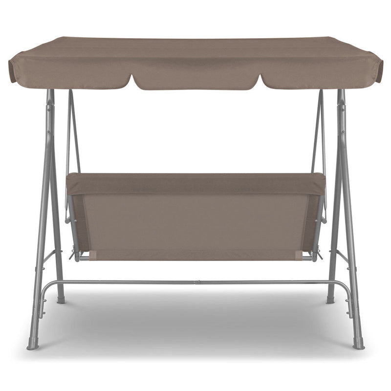 Milano Outdoor Swing Bench Seat Chair Canopy Furniture 3 Seater Garden Hammock - Coffee