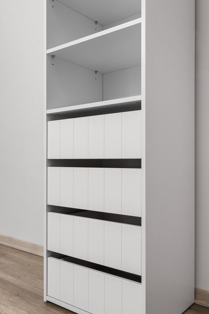 GENEVA THREE SHELF/FOUR DRAWER BUILT IN WARDROBE - VJ PANEL