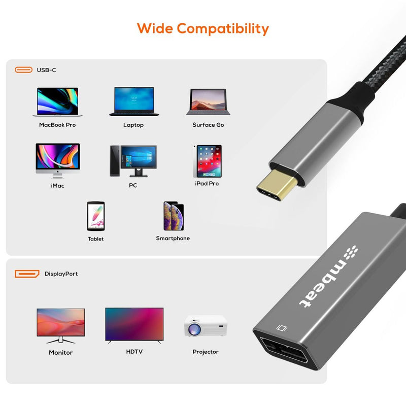 mbeat Elite USB-C to Display Port Adapter - Space Grey