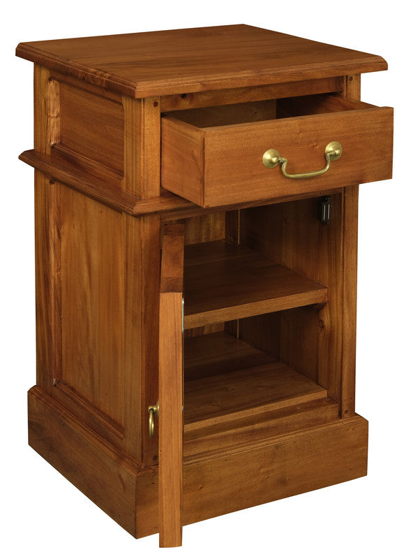 Tasmania 1 Solid Door 1 Drawer Bedside (Light Pecan)