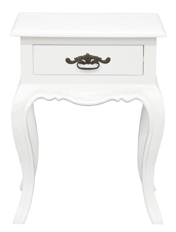 French Provincial 1 Drawer Lamp Table (White)