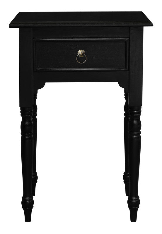 Huntely 1-Drawer Turn Leg Side Table (Black)