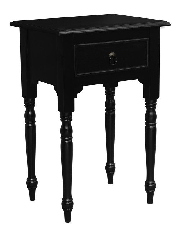 Huntely 1-Drawer Turn Leg Side Table (Black)