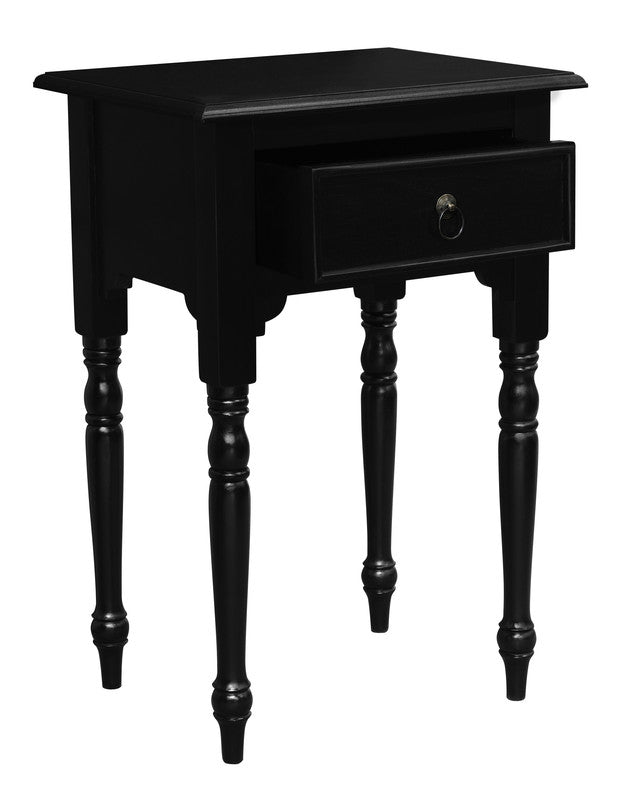 Huntely 1-Drawer Turn Leg Side Table (Black)