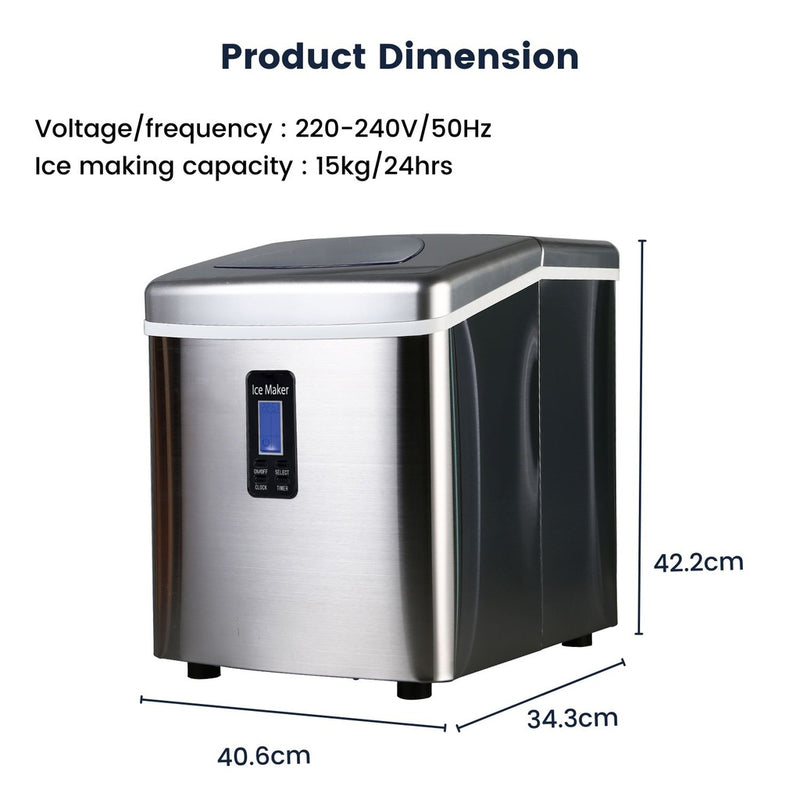 Miraklass Ice Maker Machine Stainless Steel 3.2L