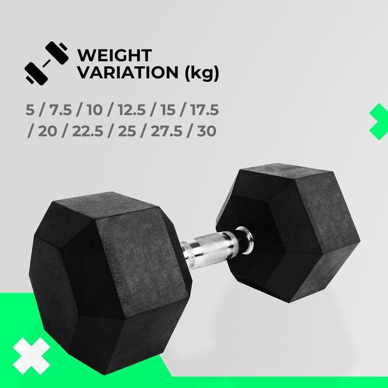 VERPEAK Rubber Hex Dumbbells (5KG x 2) VP-DB-116