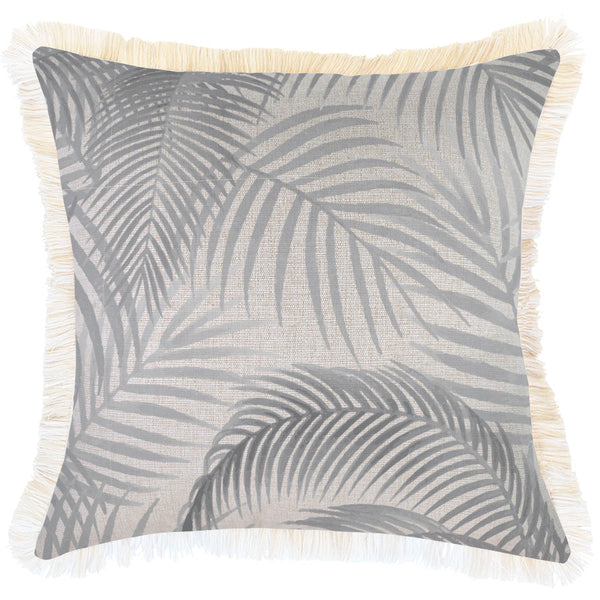 Cushion Cover-Coastal Fringe Natural-Seminyak Smoke-45cm x 45cm