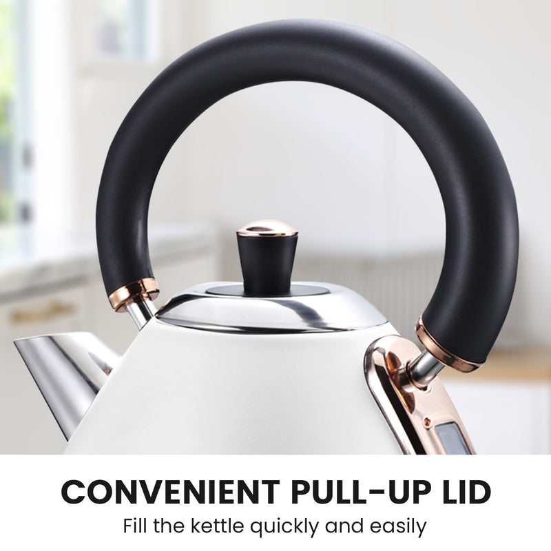 Pronti 1.7l Rose Trim Collection Kettle - White