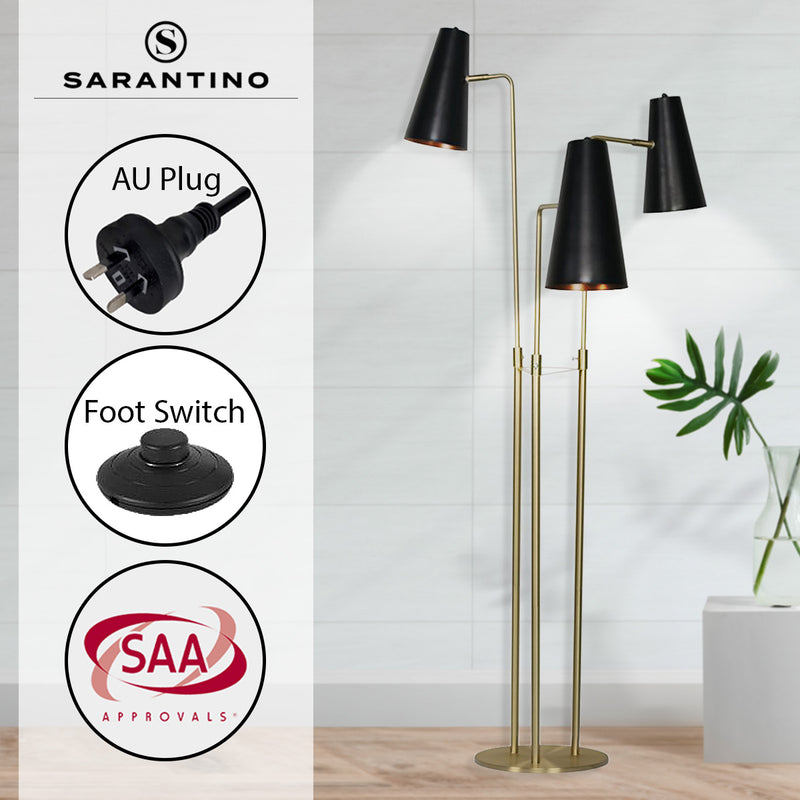 Sarantino Three Metal Shade Floor Lamp