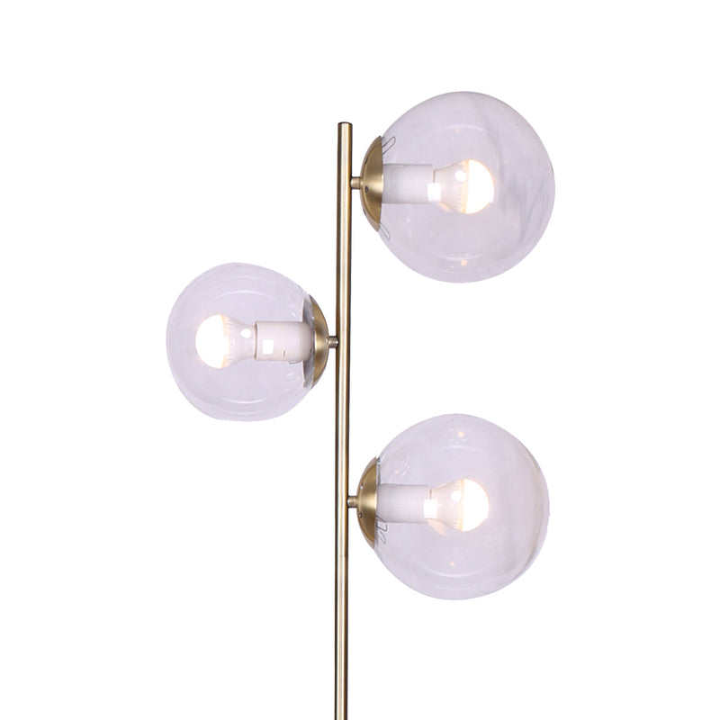 Sarantino 3-Light Gold Metal Floor Lamp with Glass Shades