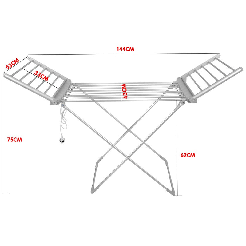 Pronti Heated Towel Clothes Rack Dryer Warmer Rack Airer Heat Line Hanger Laundry