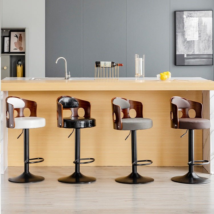 BS5105-BLACKBar Stools Kitchen Bar Stool Leather Barstools Swivel Gas Lift Counter Chairs- White