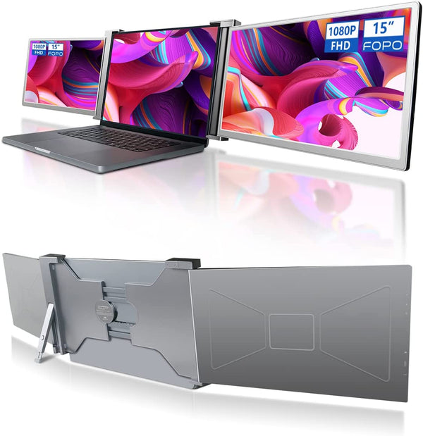 Triple Portable Laptop Monitor Screen Extender for 15"-17" Laptops