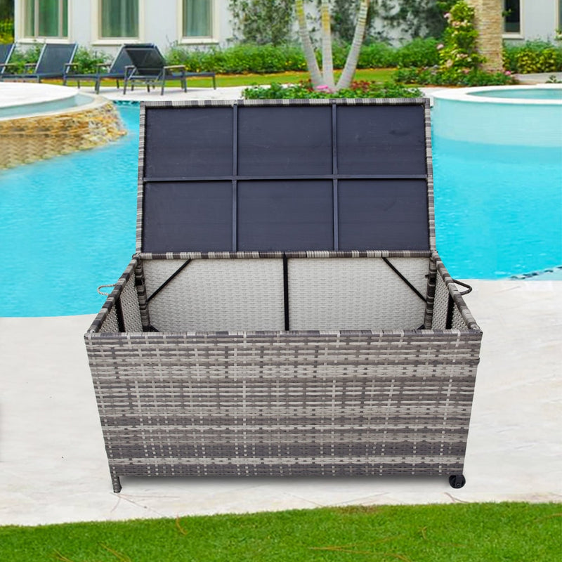 Outdoor PE Wicker Storage Box Garden 320L-Grey