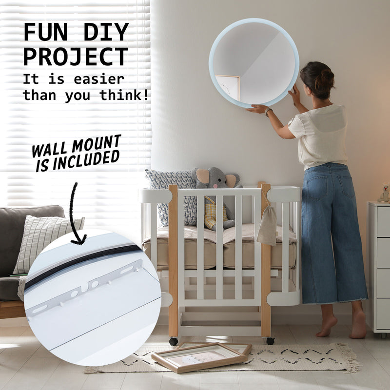 LED Wall Mirror Round Anti-Fog Bathroom 60cm