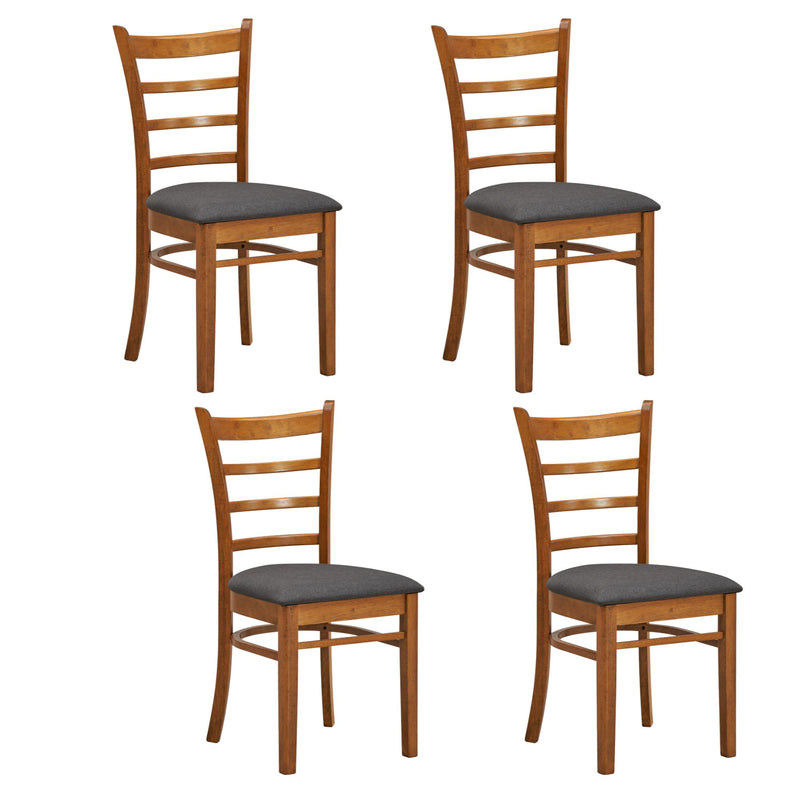 Linaria Dining Chair Set of 4 Crossback Solid Rubber Wood Fabric Seat - Walnut