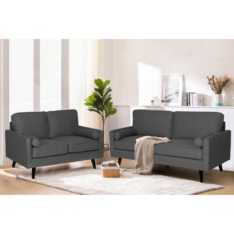 Lexi 2 Seater Sofa Fabric Uplholstered Lounge Couch - Dark Grey