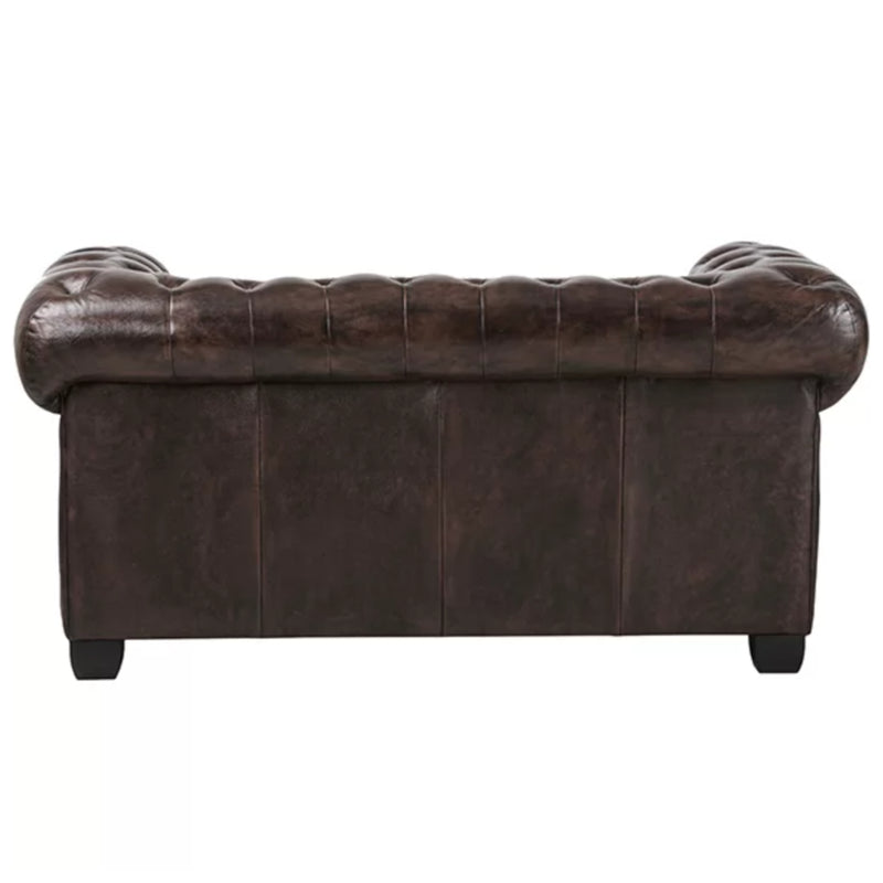 Max Chesterfield 2 Seater Sofa Lounge Genuine Leather Antique Brown