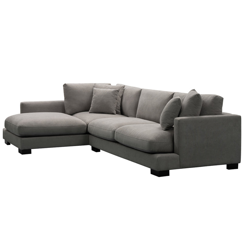 Royalty 3 Seater Sofa Fabric Uplholstered Left Chaise Lounge Couch - Grey