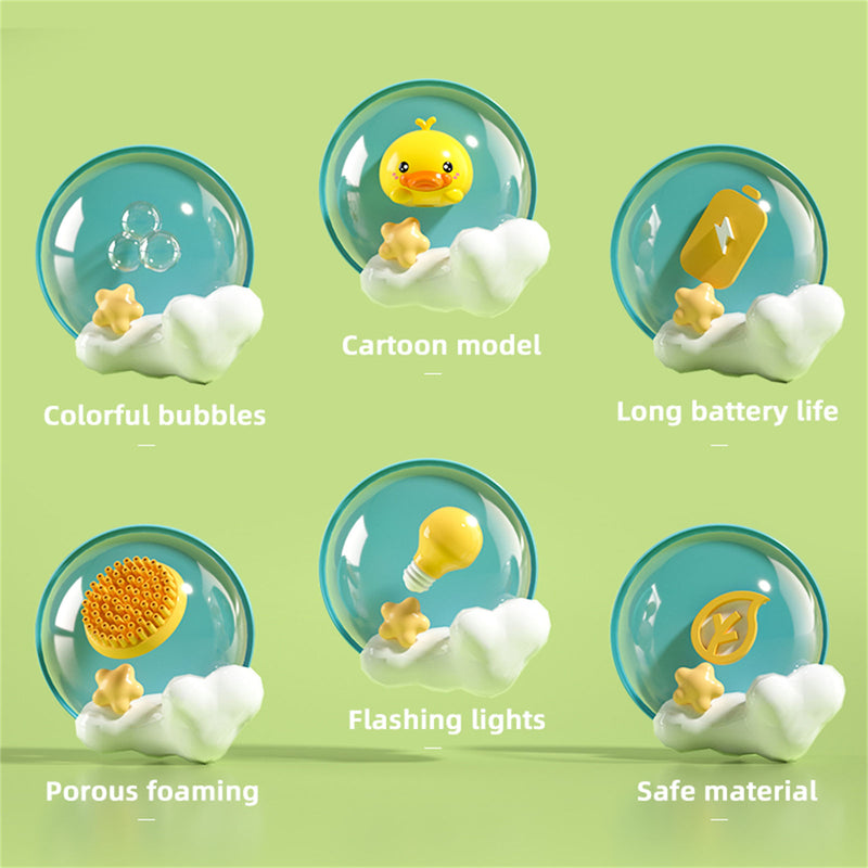 Bubblerainbow Yellow Duck 69-Hole Automatic Bubble Gun Toy Outdoor Soap Cartoon Machine