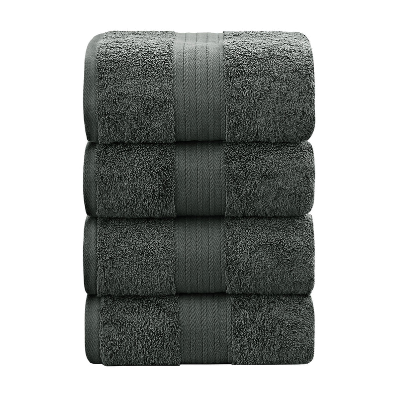 Linenland 4 Piece Cotton Bath Towels Set - Charcoal