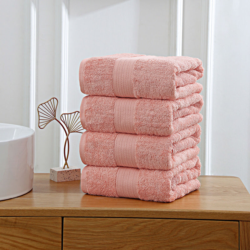 Linenland 4 Piece Cotton Bath Towels Set - Coral