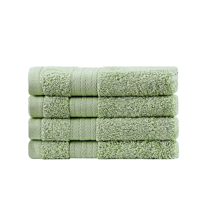 Linenland Bath Towel Set - 4 Piece Cotton Washcloths - Sage Green