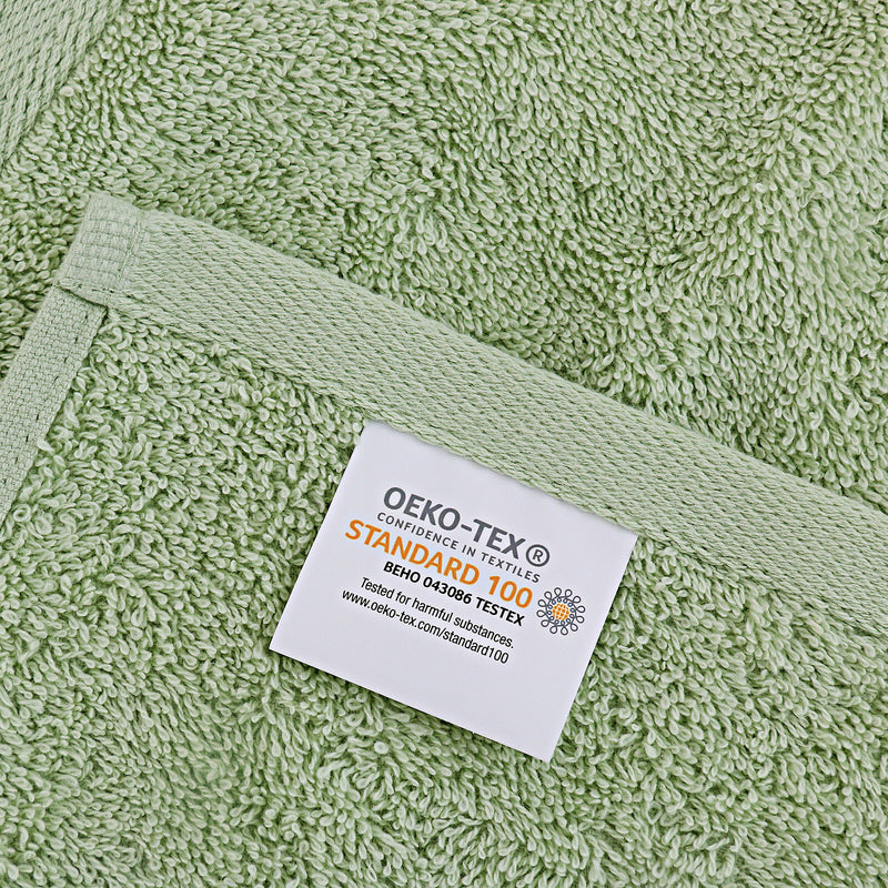 Linenland Bath Towel Set - 4 Piece Cotton Washcloths - Sage Green