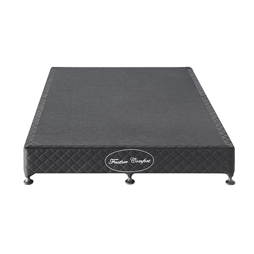 Mattress Base Ensemble Double Size Solid Wooden Slat in Black with Removable Cover