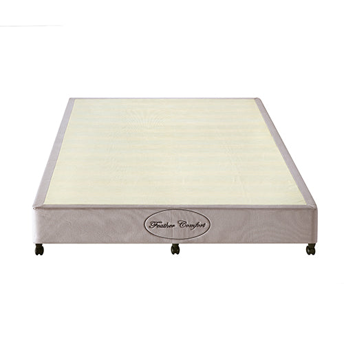 Mattress Base Ensemble Queen Size Solid Wooden Slat in Beige with Removable Cover