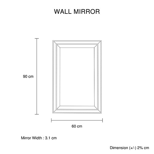 Wall Mirror MDF Silver Mirror Matching Fabric Rectangular Shape MRR-03