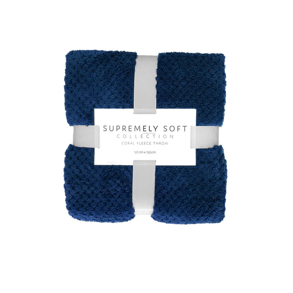 Soft Diamond Fleece Throw Rug Blue