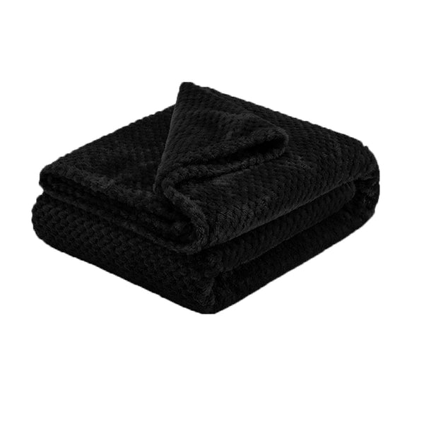 Soft Diamond Fleece Throw Rug/Blanket Black