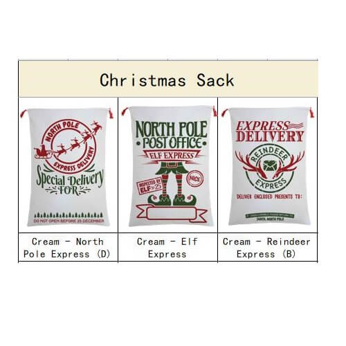 Large Christmas XMAS Hessian Santa Sack Stocking Bag Reindeer Children Gifts Bag, Cream - Cute Reindeer Delivery