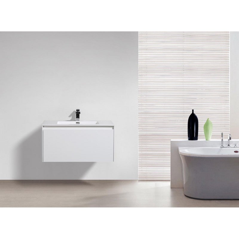 Prado wall hung bathroom vanity 750mm Gloss White